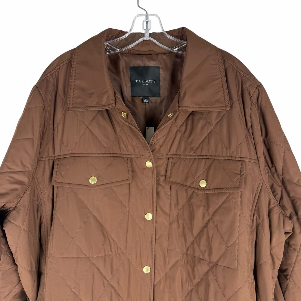 Talbots Belted Quilted Snap Button Shirt Jacket Brown Size 3X - Picture 5 of 12